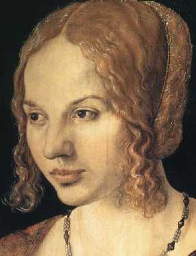 "Portrait of a Young Venetian Woman" by Albrecht Durer.  A portrait of an attractive young woman; she has a bit of fire in her eyes.