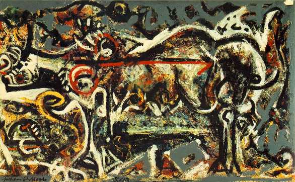 "She-Wolf" by Jackson Pollock.  A wild and crazy representation of a wolf.